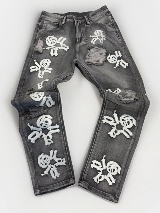 Guapi Other - GUAPI Distressed Skinny Jeans Gray Denim Embroidered Logo Streetwear Men's 28